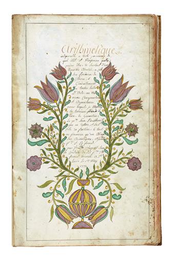 MANUSCRIPT.  Arithmétique.  Illustrated manuscript in French on paper.  France, 1772